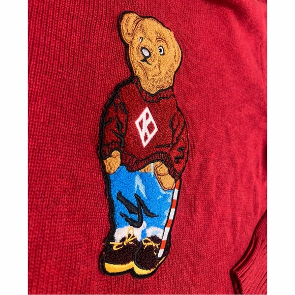 St. John's Bay Red Crewneck Sweater with Bear Design - Picture 5 of 6